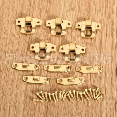 5/10pcs Gold Jewelry Box Hasp Wooden Chest Cabinet Lock Latch Clasp Home Decor - Image 1 of 4