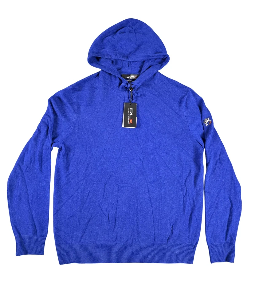 Suéter RLX Ralph Lauren Para Hombres Medio Azul Lavable Cachemira Sudadera con Capucha Golf Foto 1 de 4