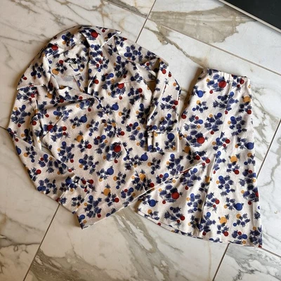 Vintage 60’s Colorful Floral Print Women's Collared Blazer and A-Line Skirt Set - Image 1 of 4