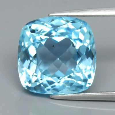 💎 Cojín 10.92ct 11.8x11.8mm VS Topacio Azul Cielo Natural - Piedra Preciosa Brasil Foto 1 de 4