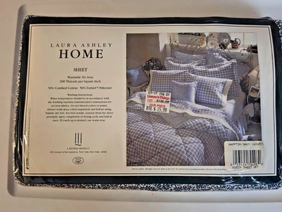 Laura Ashley Home HAMPTON NAVY Queen Sheet & Pillowcase Set 200TC NEW Free Ship - Image 1 of 4