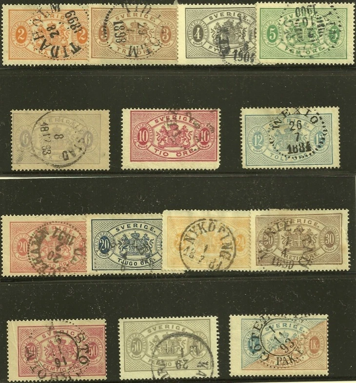 Sweden Scott #O12-25, Singles 1881-95 Complete FVF Used - Image 1 of 1