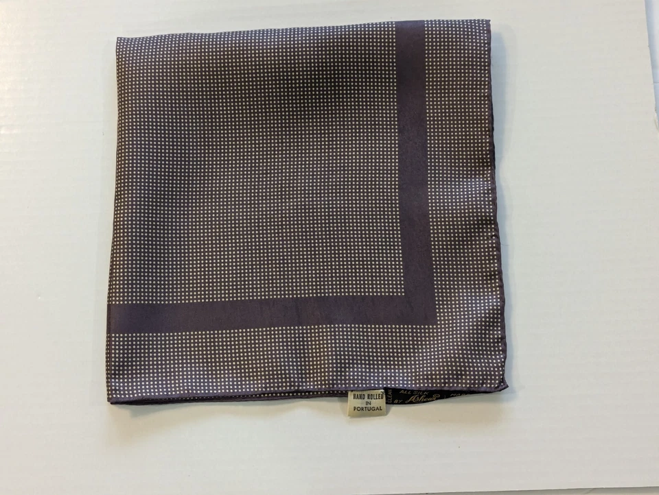 Vintage Ashaer Men's Handkerchief, 100% Silk Hand Made/ Rolled, Portugal, Italy - Image 1 of 4