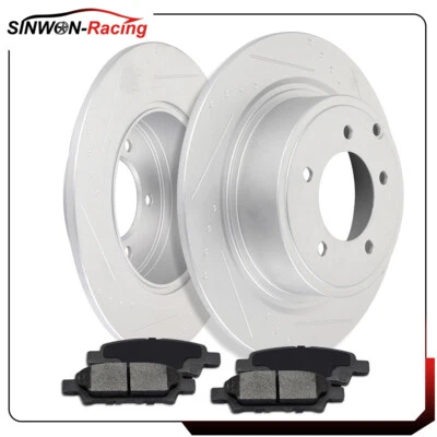 Pastilla de freno trasera de cerámica y disco de rotores para Dodge Avenger 2008 2009-2014 ranurado Foto 1 de 4