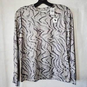 Abercrombie Active Shirt Kids Longsleeve Allover Print Grey Sz 13/14 NWT - Picture 1 of 8