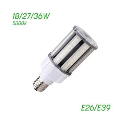 Adjustable LED Corn Bulb – 18W/27W/36W – E26/E39 Base – 5000K – IP64, UL Listed - Image 1 of 4
