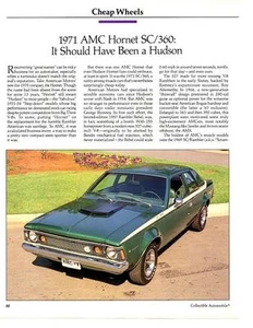 1971 AMC HORNET SC/360 ~ GREAT 3-PAGE ARTICLE / AD - Picture 1 of 1