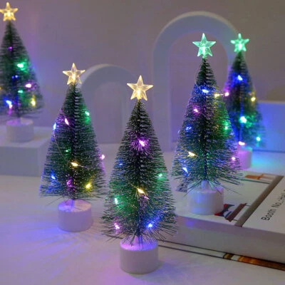 Small Mini Christmas Tree With LED Lights Xmas Ornaments Tabletop Home Decor - Image 1 of 4