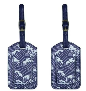 Luggage Tags Set of 2 Wave Design Luggage Tags for Cases Bags Travel - Picture 1 of 4