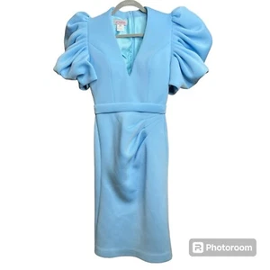 Jovani Light Blue Puff Sleeve V-Neck Cocktail Dress Sz 4 NWT - Picture 1 of 14