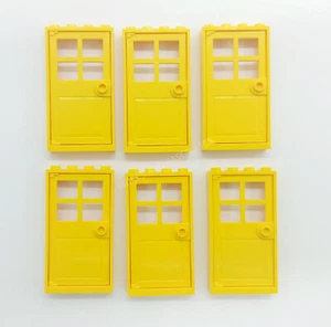 LEGO 6 x YELLOW DOOR FRAMES AND 6 x YELLOW DOORS (1x4x6 pin) - Brand New - Picture 1 of 4