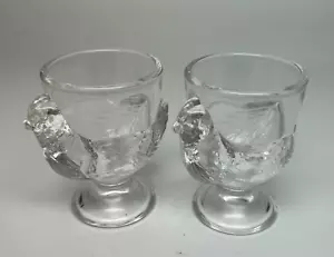 Vintage LUMINARC KLARGLAS - 2 HUHN / HENNE EIERBECHER - FRANKREICH - Bild 1 von 8