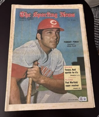 Johnny Bench Signed Autographed 1972 Sporting News BECKETT COA - Image 1 of 3