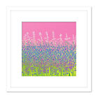 Floral Pink Violet Green Meadow Lavender Square Framed Wall Art Print 9X9 In