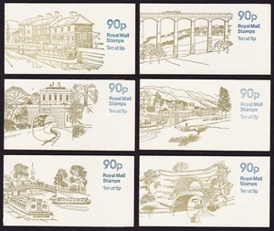 UK Machin Portrait Stamp Booklets 1978 British Canals Series Full Set of 6 - Picture 1 of 3