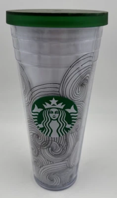 Taza de café con logotipo Starbucks Ink Waves Vaso Venti 24 oz verde 2012 Foto 1 de 4