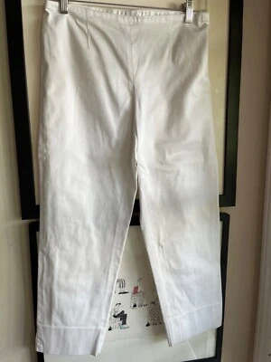 Leggiadro size 4 white side zip cropped pants cotton lycra tapered 23 inseam - Изображение 1 из 4