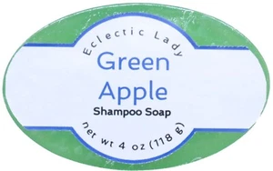 Green Apple Shampoo Soap Bar By Eclectic Lady, 4 oz Bar - Picture 1 of 6
