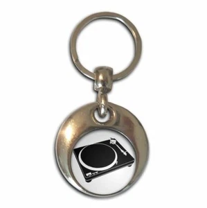 DJ Decks Round Metal Key Ring (37mm x 37mm) - Foto 1 di 2