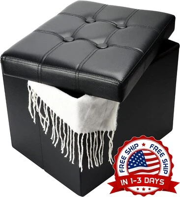 Otoman De Almacenamiento Taburete Plegable Con Asiento Acolchado Espuma Gruesa - Image 1 of 4