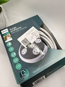 Philips Surge Protector 6ft 3-Outlets USB-A USB-C 490 Joules Adapter - Picture 1 of 5