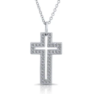 "Collar Dije Colgante Cruz de Circonio Cúbico de Plata Esterlina 925 16"" 18" - Imagen 1 de 9