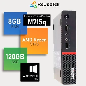 Lenovo ThinkCentre M715q Tiny AMD Ryzen 3 Pro 3.20GHz 8GB RAM 120GB SSD Win 11P - Picture 1 of 13