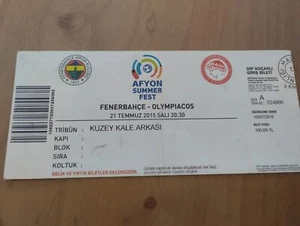 FENERBAHCE OLYMPIACOS FOOTBALL MATCH TICKET - VERY RARE - 21 JUNE 2015 - Picture 1 of 1