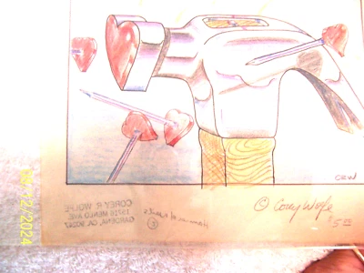 BOCETO A LÁPIZ COLOR ORIGI COREY WOLFE DE AQUACON II 2/20/83 6 1/2" H X 7 1/2" W Foto 1 de 2