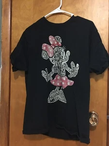 Disney Minnie Mouse Authentic Large Women’s Hanes Tag Less Black T-shirt Women - Picture 1 of 3