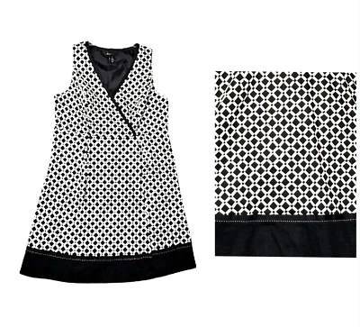 Vestido envolvente estampado blanco negro LANE BRYANT talla grande 18 sin mangas hasta la rodilla Foto 1 de 4