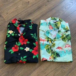2 Vintage Pacific Legend Hawaii Hemd Gr. XL Blumen Flamingo Palmen Freizeit - Bild 1 von 24