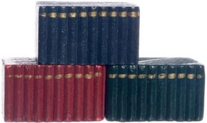 Dolls House Blue, Green, Red 10 Block Wooden Book Set Miniature Study Accessory - Picture 1 of 8