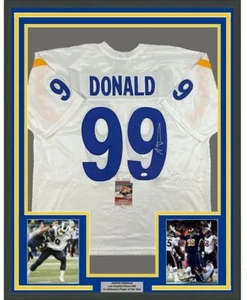 Framed Autographed/Signed Aaron Donald 35x39 Los Angeles LA White Jersey JSA COA - Picture 1 of 2