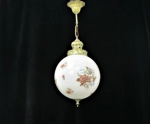 Art Deco Art Nouveau Art Glass Light Pendant Glass Ball  Shade Flowers Lovely - Picture 1 of 4