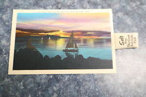 Vintage Postcard of the Great Salt Lake, with bag of salt attached.  Unused.