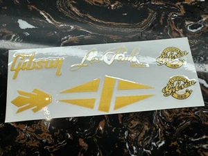 Gibson Custom Shop Guitar Neck Headstock Vinyl UV RAISED Stickers Decals Golden - Picture 1 of 8