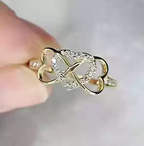 1.50 Ct Round Cut Real Moissanite Heart Engagement Ring 14k Yellow Gold Finish - Picture 1 of 4