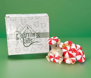 Charming Tails Candy Cane Candleholder 93/421 Christmas Mouse Peppermint Candy - Picture 1 of 17
