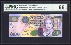 Bahamas 100 Dollars 2009 P76a PMG Gem Uncirculated 66 EPQ - Picture 1 of 2