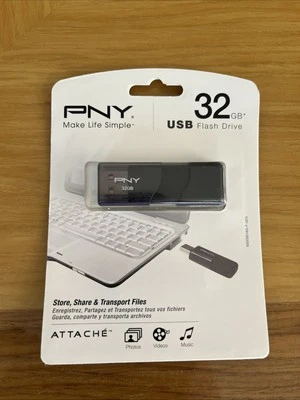 NEW PNY Memory Flash P-FD32GATT03-EFS2  32 GB Attache Sony Flash Drive  - Image 1 of 4