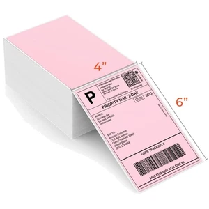 Waterproof 4x6 Pink Shipping Labels - 500 Per Pack, Perfect for Thermal Printers - Picture 1 of 9