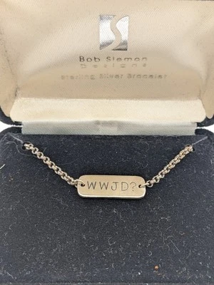 Bob Siemon 925 Sterling Silver Christian WWJD What Would Jesus Do Bracelet  - Image 1 of 4