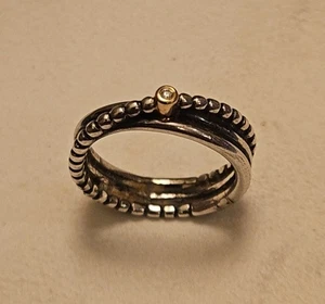 Pandora Sterlingsilber & 14K Rising Star Diamant Ring Größe 6 nicht mehr produziert - Bild 1 von 8
