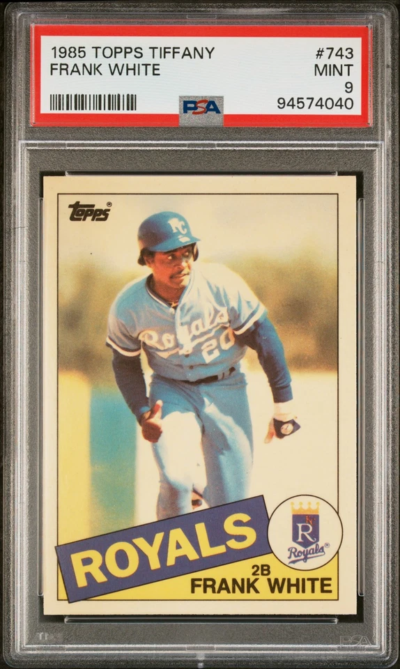 1985 Topps Tiffany Frank White #743 PSA 9 - Image 1 of 2