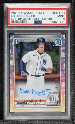 2020 Bowman Draft Chrome Picks Refractor /499 Dillon Dingler PSA 9 MINT Auto - Image 1 of 2