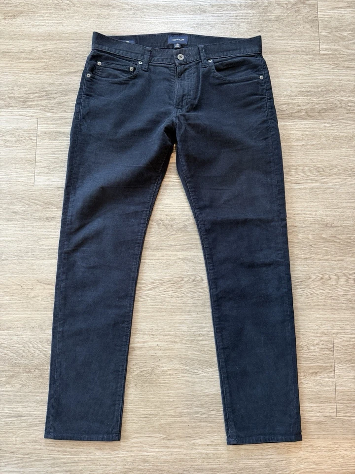 J.Crew 484 修身男式灯芯绒裤子海军蓝 31x30 二手状况完好 — 第 1/4 张图片