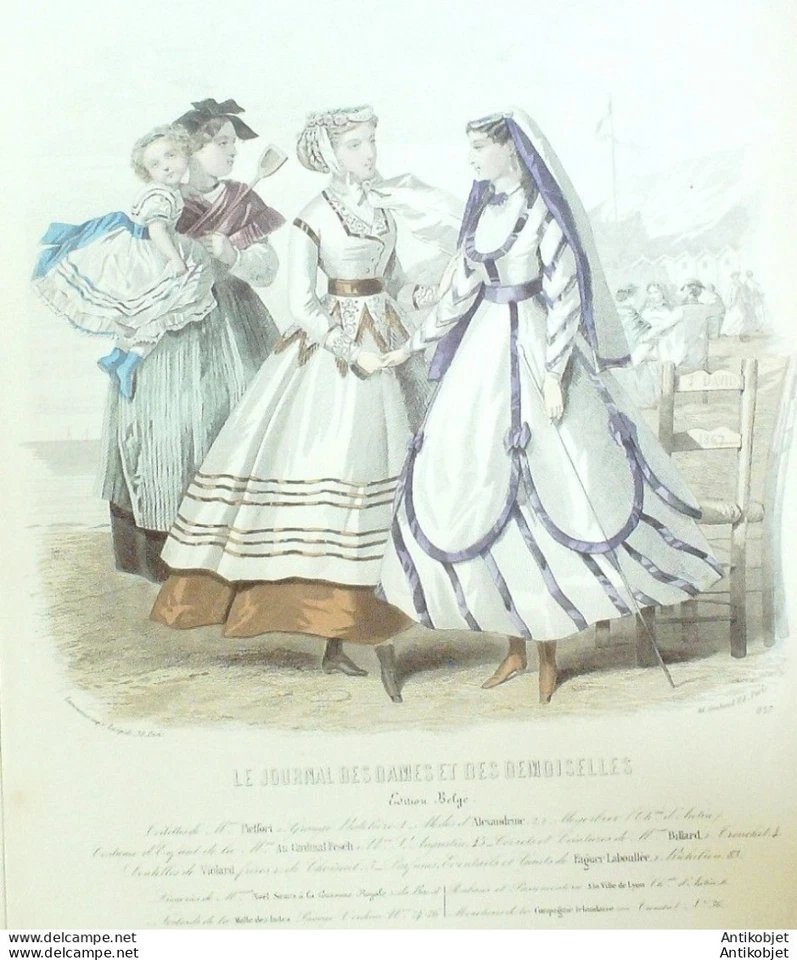 Gravure Mode J.Dames & Demoiselles 1859 # 857 (Old Fashion plate) - Photo 1/1