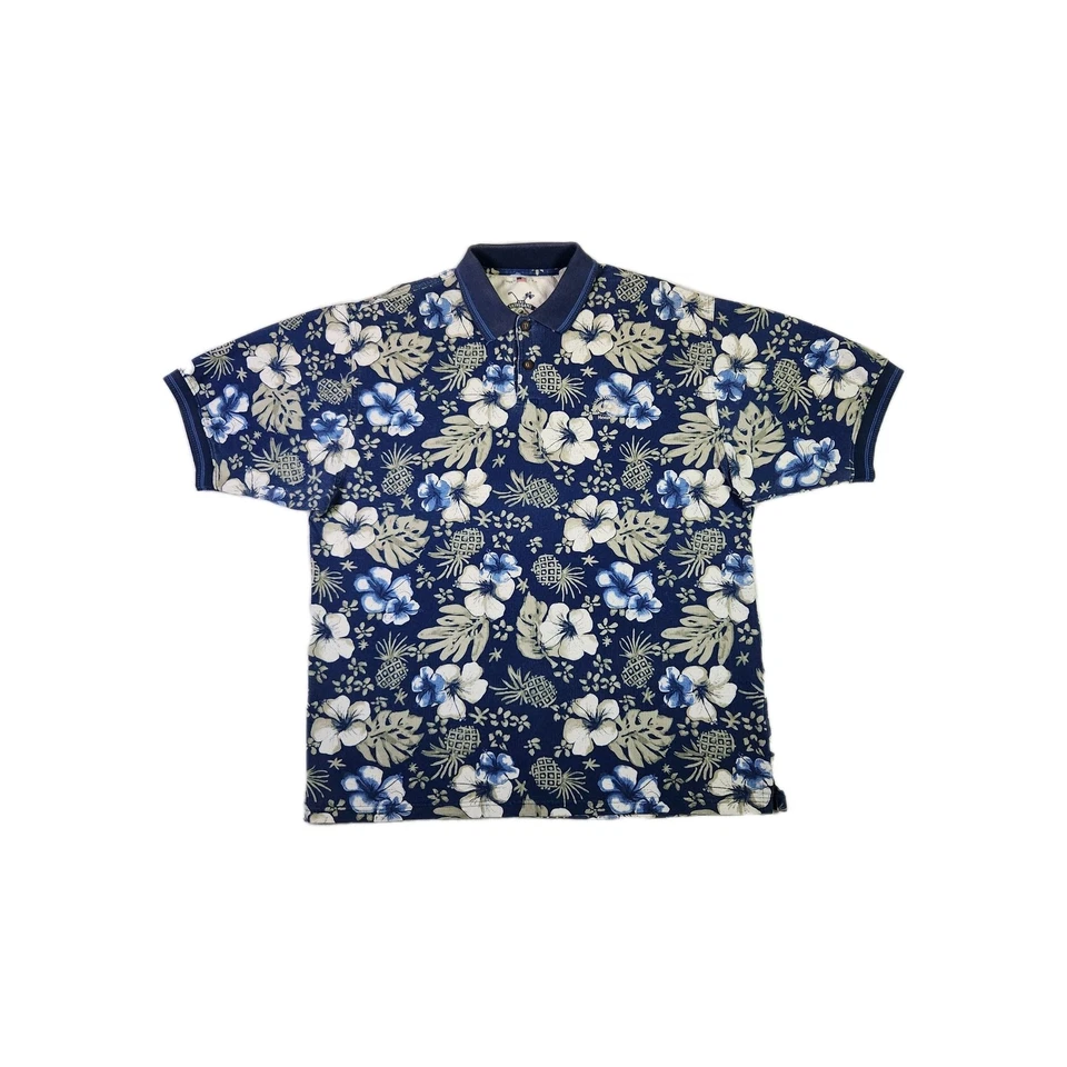 Polo de golf hawaiano The Skins Game vintage para hombre XL azul floral hecho en EE. UU. Foto 1 de 4