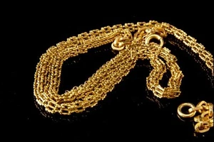 OLD 14K YELLOW GOLD 15g FANCY LINK CHAIN 17 1/2" LONG NECKLACE LT - Picture 1 of 5